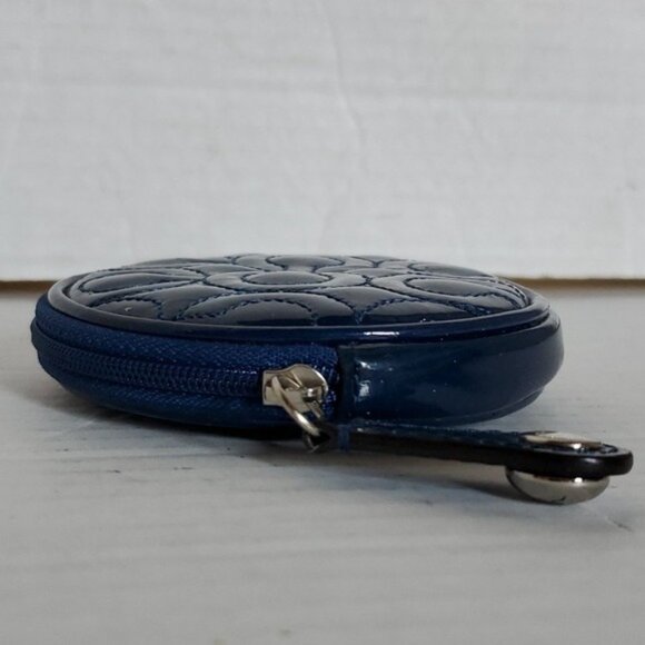 Coach Navy Leather Pouch Coin Wallet Change Purse Accessory Case BAG WOMEN'S - Picture 9 of 16